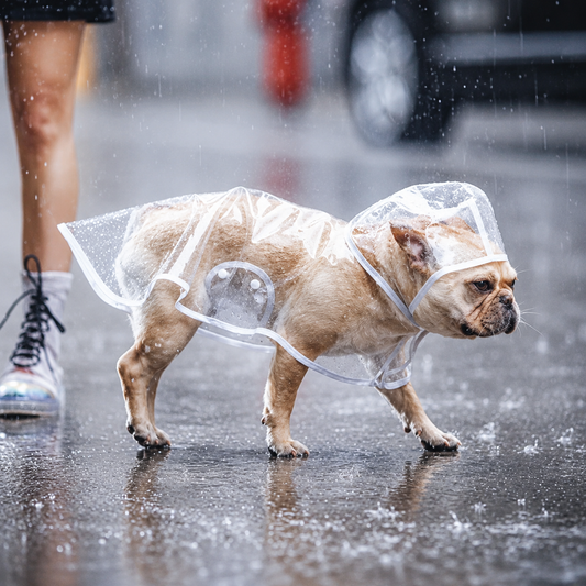 Transparenter Hunde Regenmantel mit Kapuze