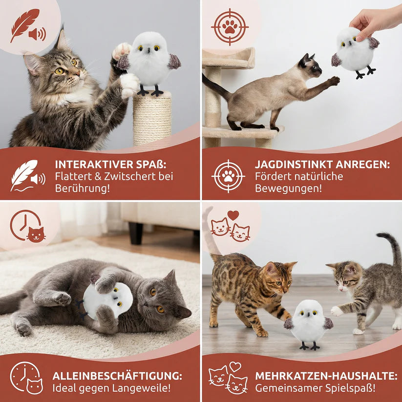 Interaktiver Vogel für Katzen mit Katzenminze & realistischen Geräuschen