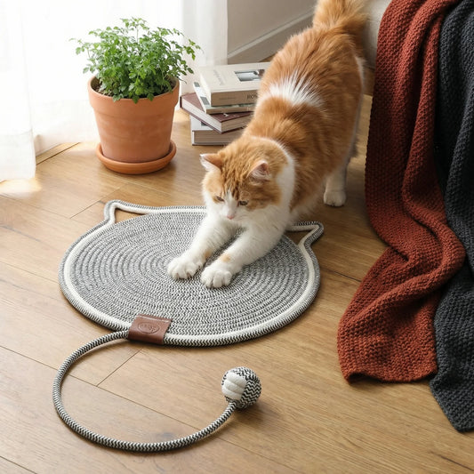 Runde Kratzmatte aus Baumwollseil für Katzen