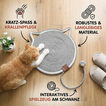 Runde Kratzmatte aus Baumwollseil für Katzen