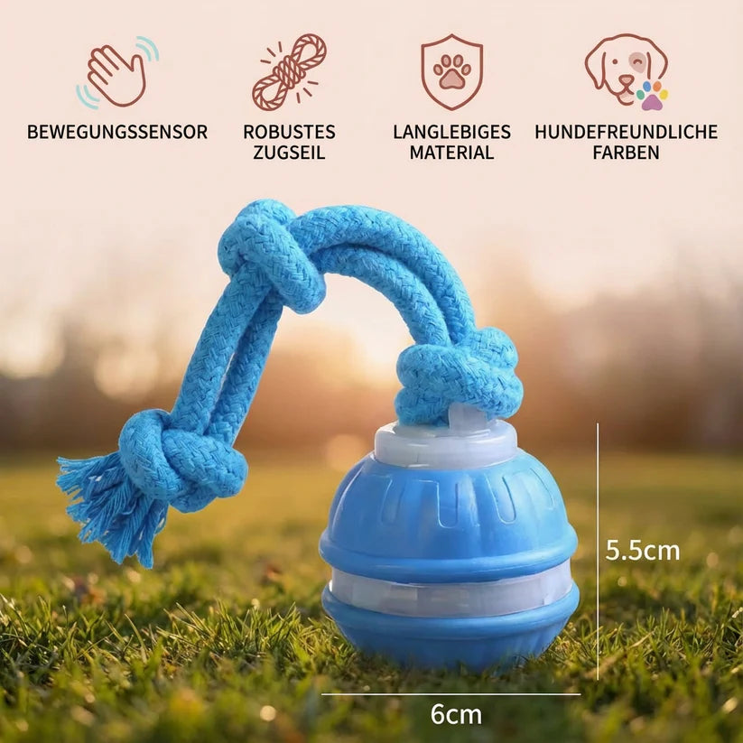Interaktiver Rollball für Hunde mit Seil & Quietscher