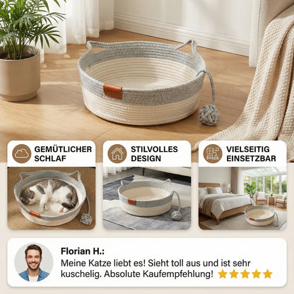 Geflochtener Katzenkorb aus Baumwollseil