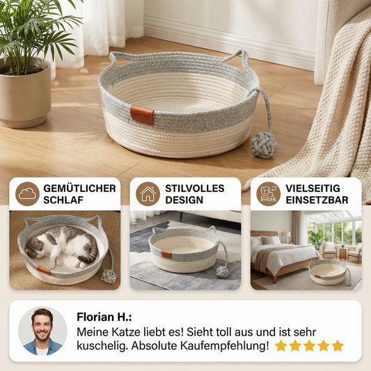 Geflochtener Katzenkorb aus Baumwollseil