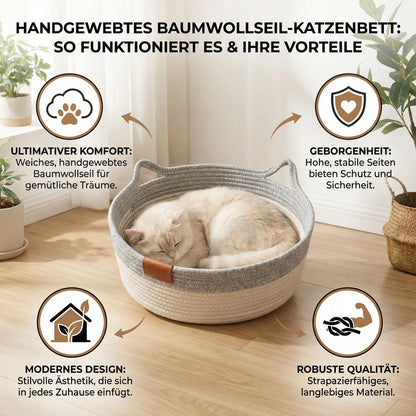 Geflochtener Katzenkorb aus Baumwollseil
