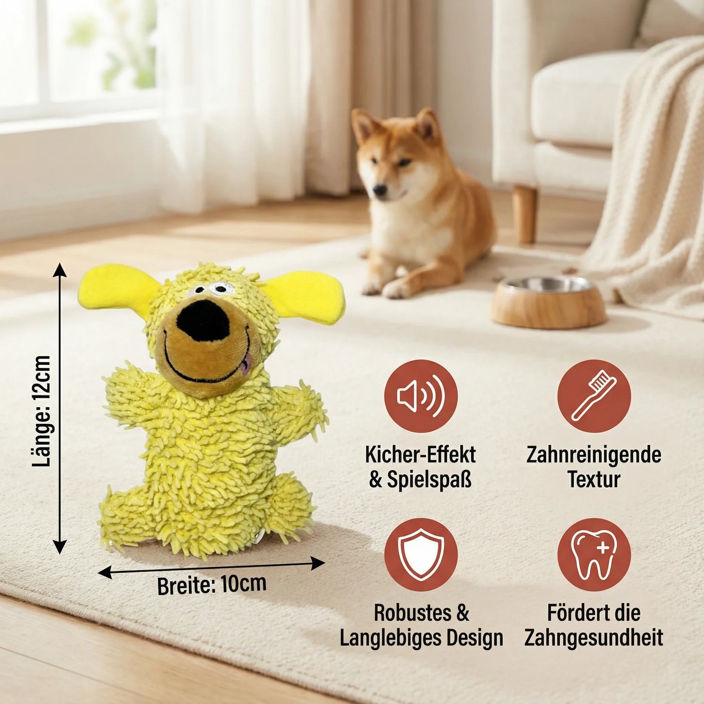Quietschendes Hundespielzeug mit Schlenkerarmen