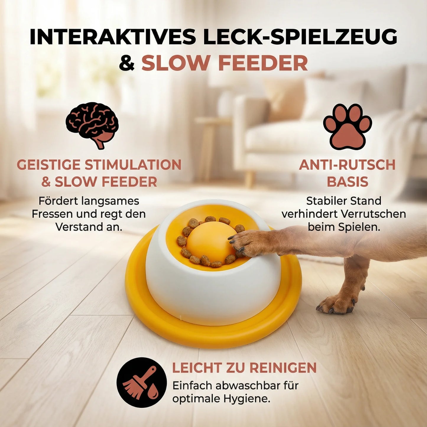 Schleckmatte mit Snacknapf für Hunde & Katzen