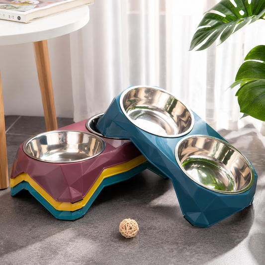 Doppelnapf aus Edelstahl für Hunde & Katzen