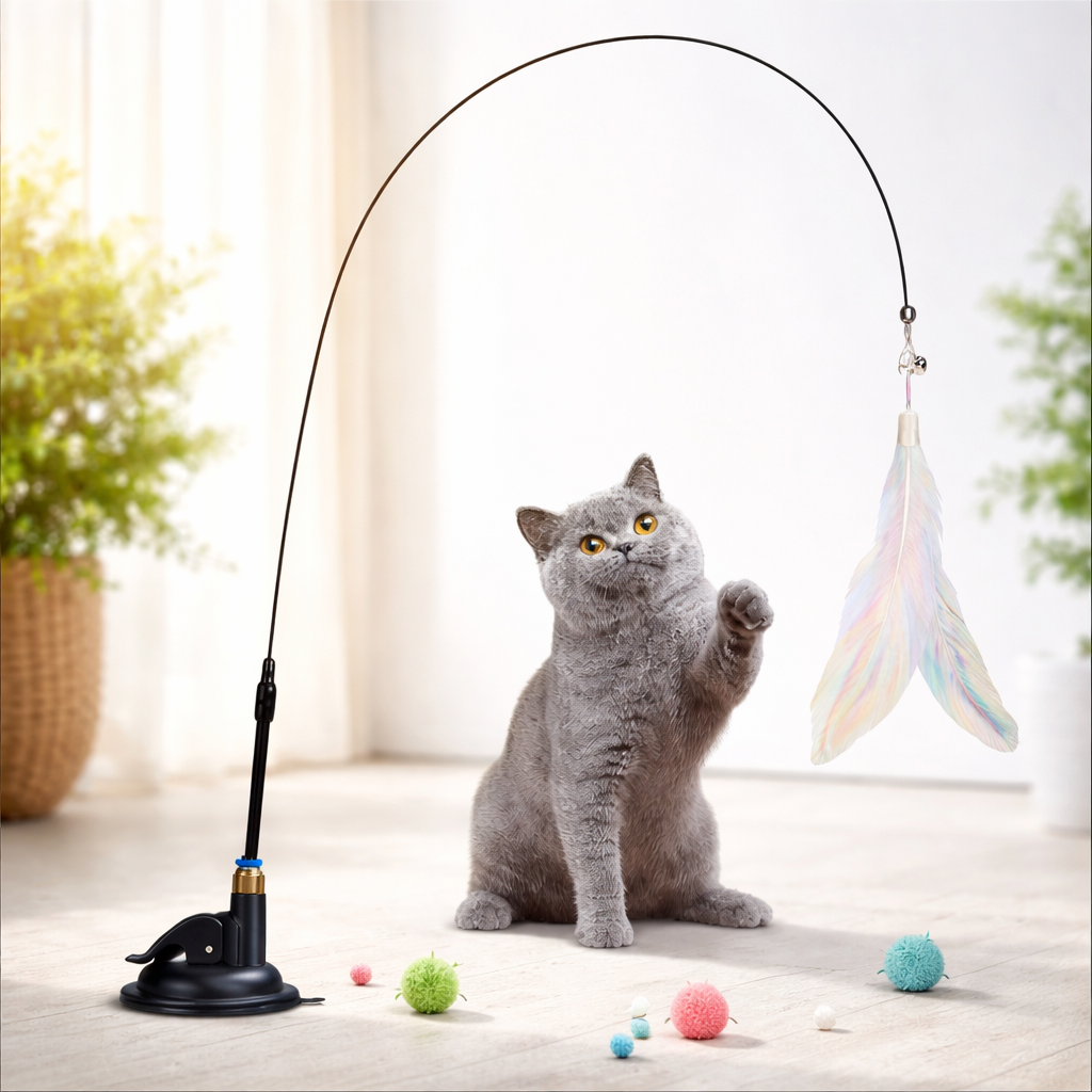 Interaktive Katzenangel mit Saugnapf