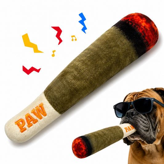Lustiges Hunde Kauspielzeug mit Quietscher im Zigarren-Design