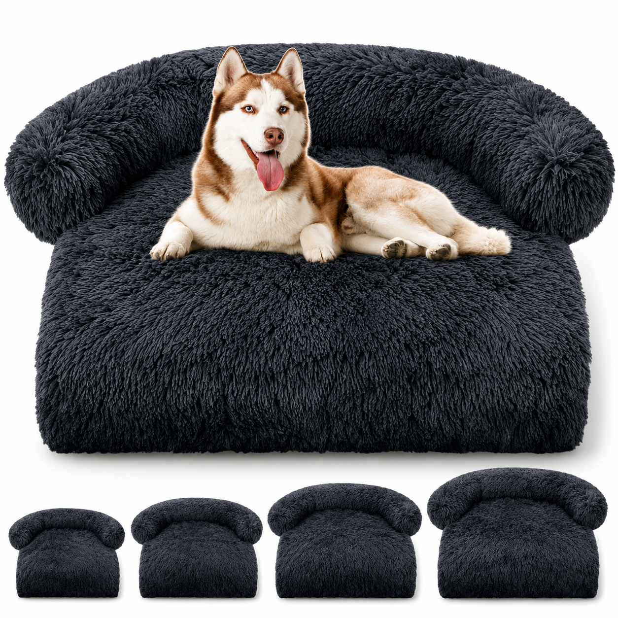 Kuscheliges Hundebett Sofa mit Plüschbezug für Hunde & Katzen