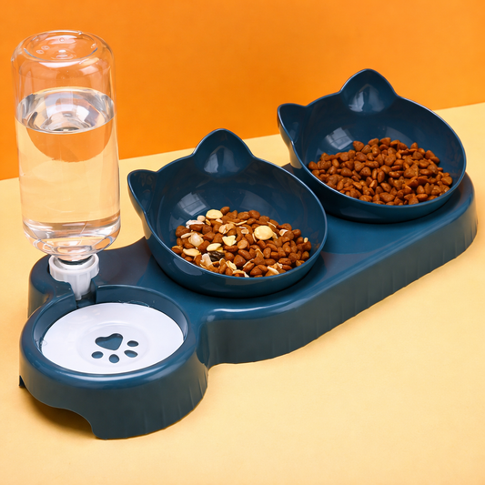 3-in-1 Katzen Futternapf mit Wasserspender