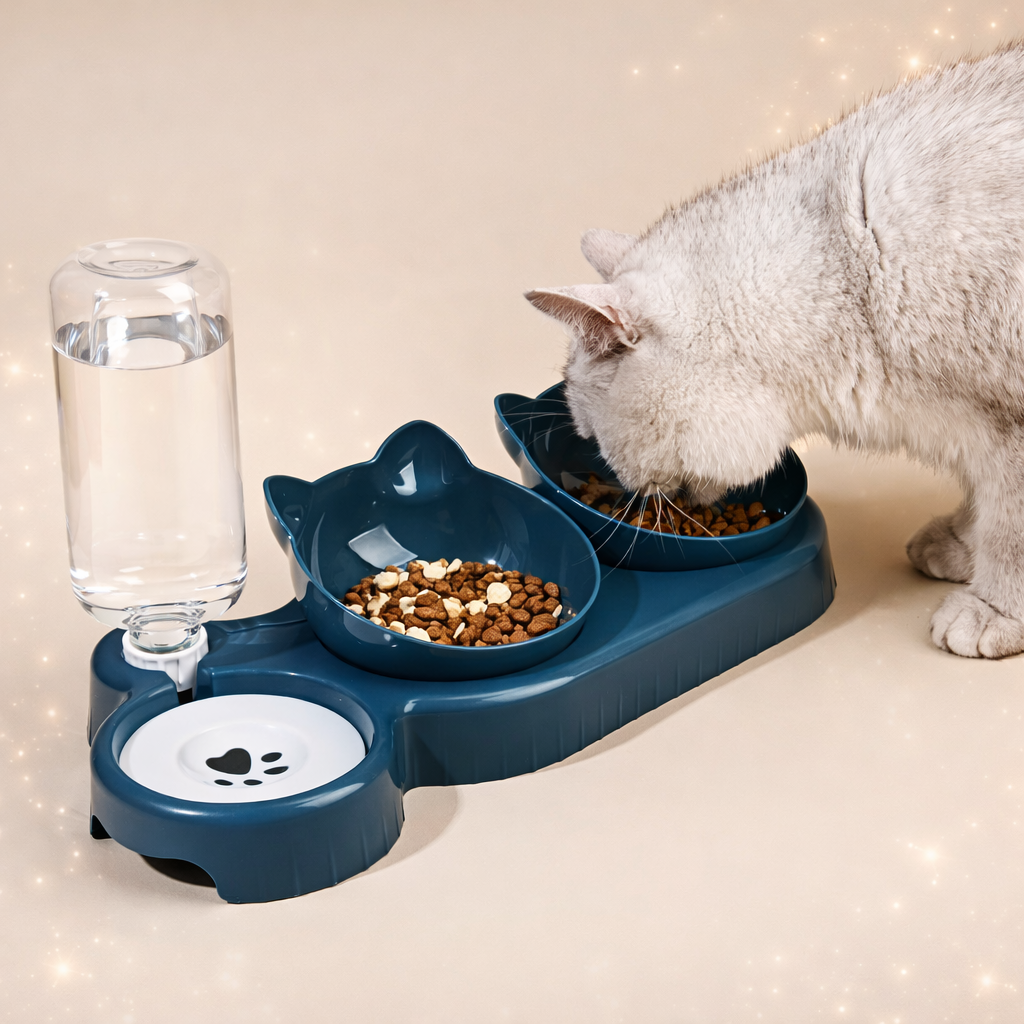 3-in-1 Katzen Futternapf mit Wasserspender
