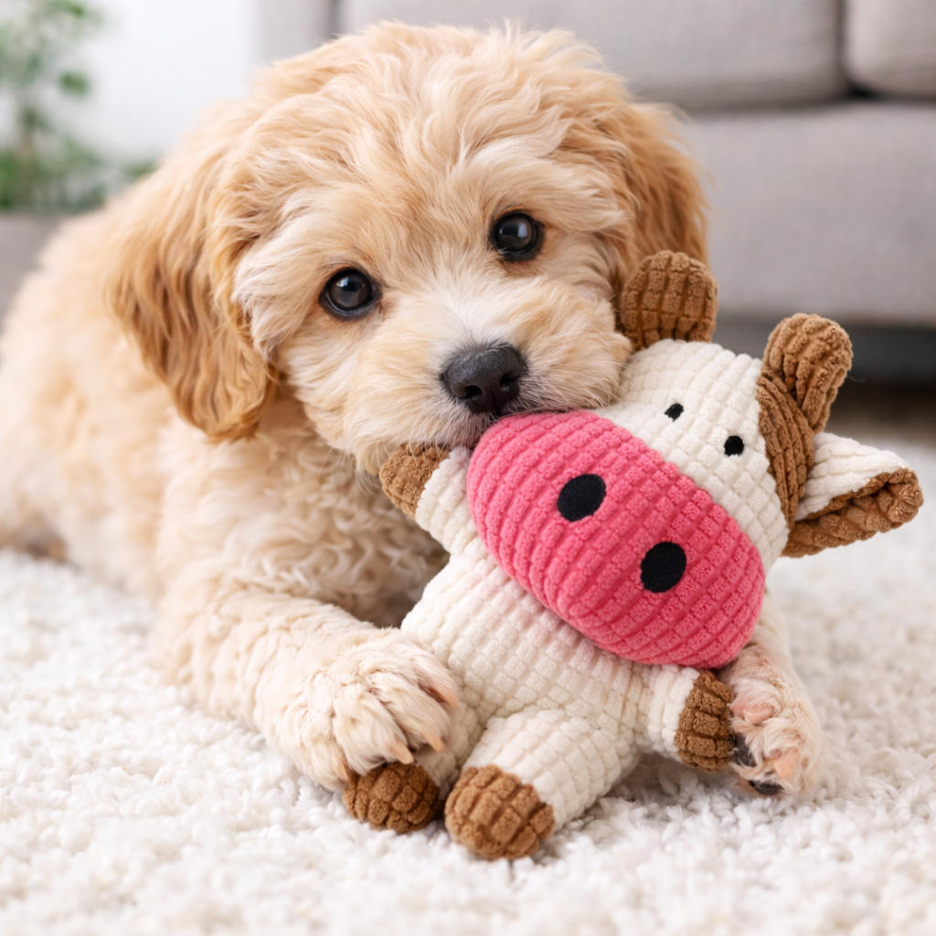 Quietschendes Hundespielzeug Kuh