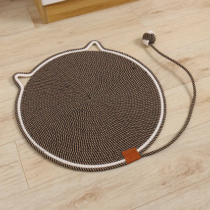 Runde Kratzmatte aus Baumwollseil für Katzen